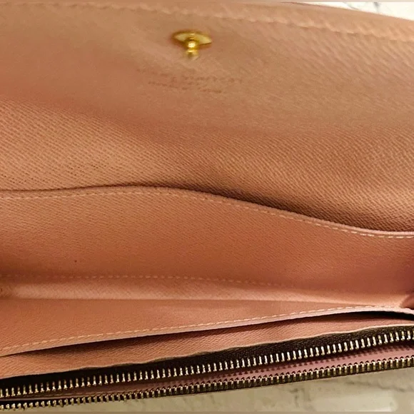 SOLD! ❌ Louis Vuitton Brown Damier Caissa Wallet With Pink Interior & Dust Bag - Picture 8 of 16